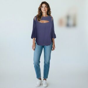 Trina Turk Women’s Size Small Luxury cutout blouse with unique bell sleeves